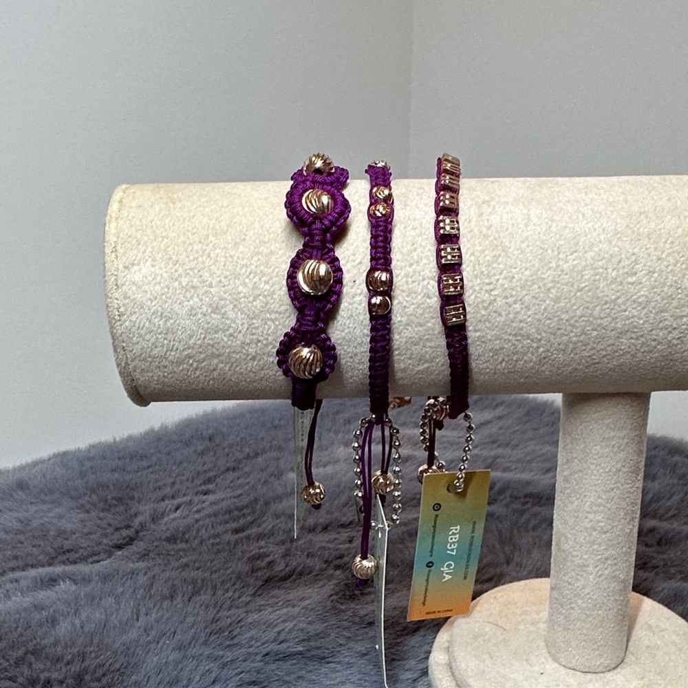NWT - Elegant Purple and Gold Bracelet Set with Swarovski components